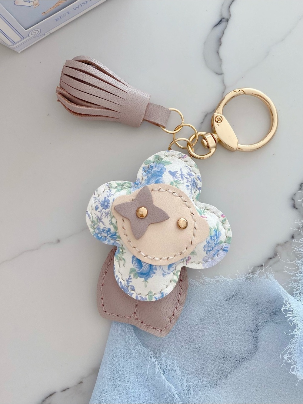 Handmade Vivienne Doll Leather Bag Charm - Gray
